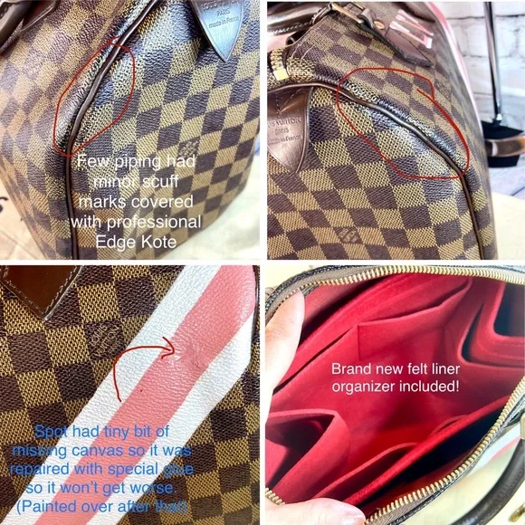 Louis Vuitton Damier Ebene Speedy 30 custom painted with key Cles pouch - Picture 11 of 15